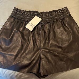 Zara leather shorts